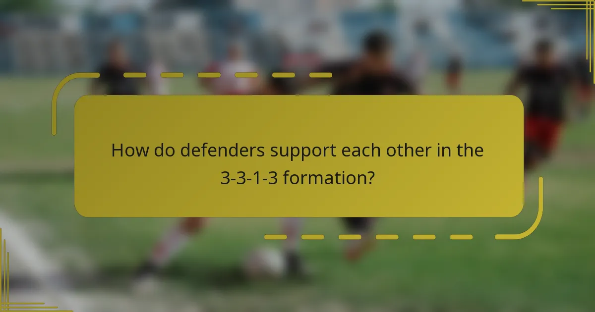 How do defenders support each other in the 3-3-1-3 formation?